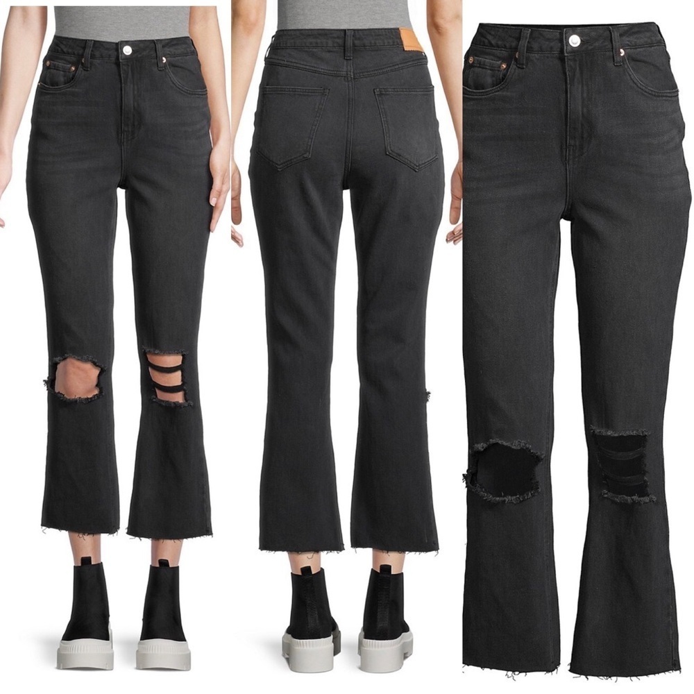 Avec Les Filles High-Rise Distressed Cropped Straight Jeans size 30